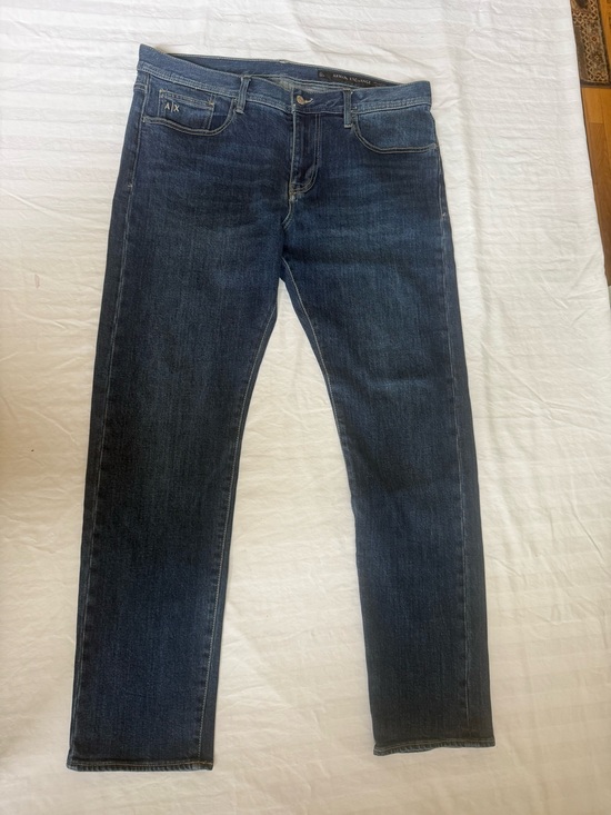 Armani Exchange Other - Armani Exchange Slim Jeans in Dark Blue with Black Leather Patch Size 36x30